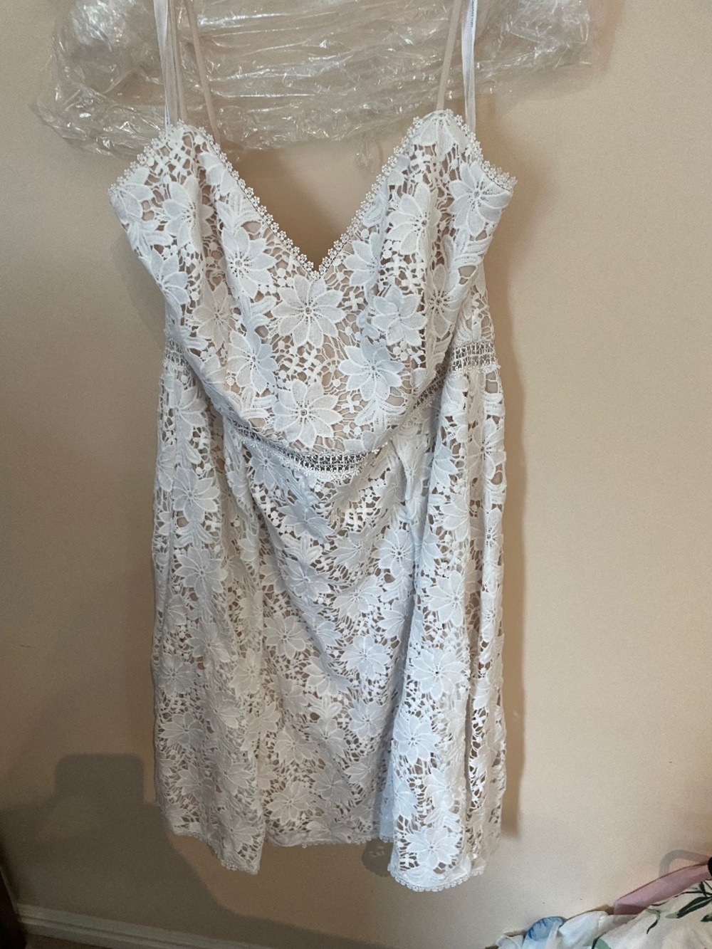 White and nude lace dress- size 18 bridal